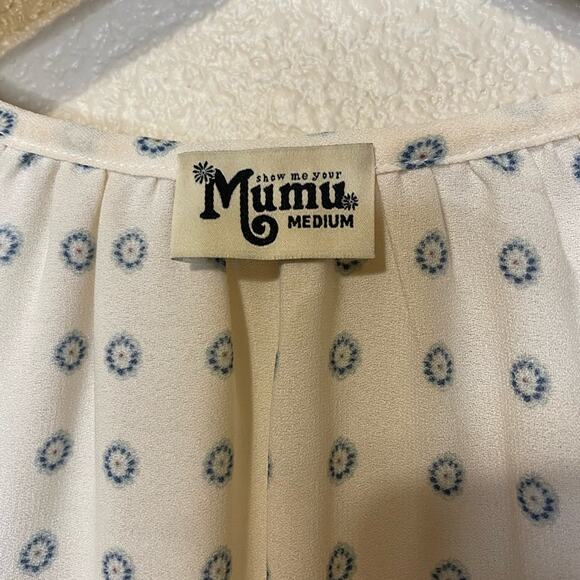 Show Me Your MuMu Juana Tassel Paisley Flutter Sleeve Ivory Boho Tunic Medium - Picture 5 of 13